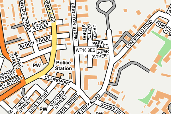 WF16 9ES map - OS OpenMap – Local (Ordnance Survey)