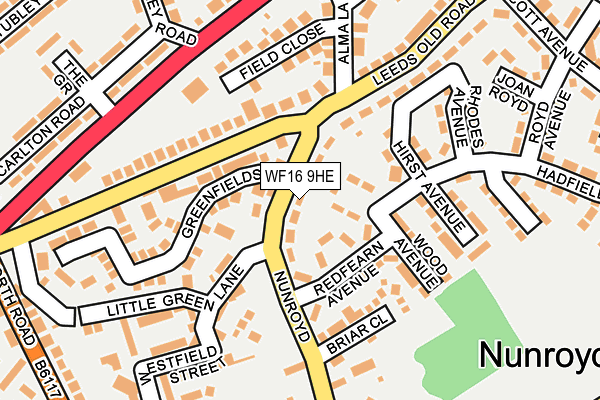 WF16 9HE map - OS OpenMap – Local (Ordnance Survey)