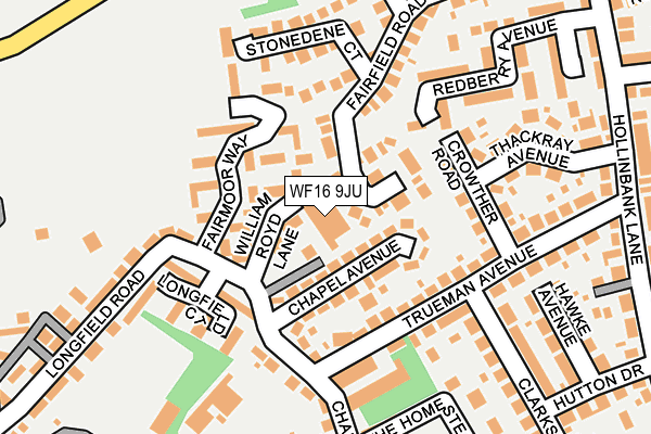 WF16 9JU map - OS OpenMap – Local (Ordnance Survey)