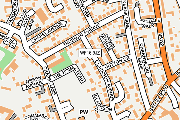 WF16 9JZ map - OS OpenMap – Local (Ordnance Survey)