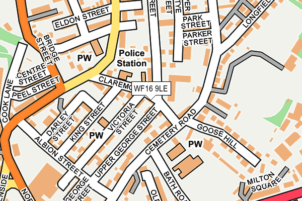 WF16 9LE map - OS OpenMap – Local (Ordnance Survey)