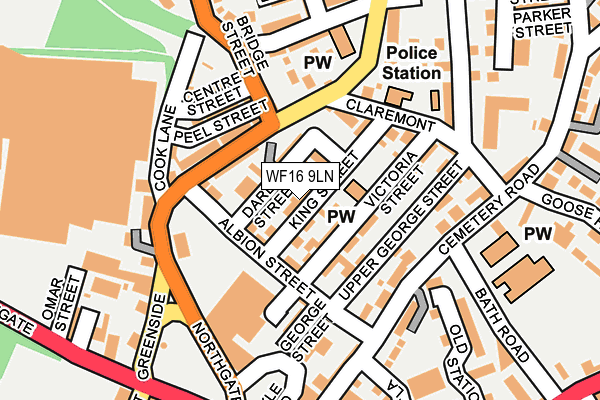 WF16 9LN map - OS OpenMap – Local (Ordnance Survey)
