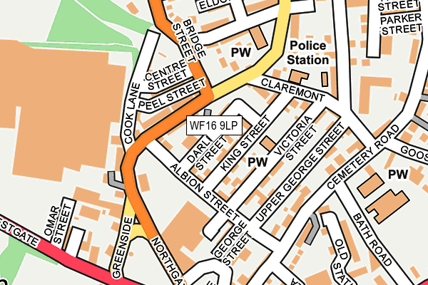 WF16 9LP map - OS OpenMap – Local (Ordnance Survey)