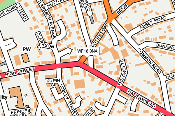 WF16 9NA map - OS OpenMap – Local (Ordnance Survey)