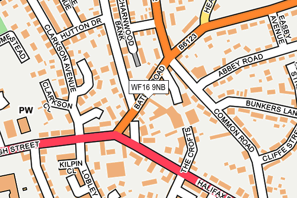 WF16 9NB map - OS OpenMap – Local (Ordnance Survey)