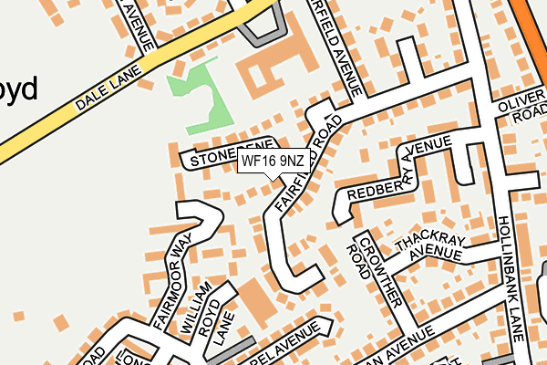 WF16 9NZ map - OS OpenMap – Local (Ordnance Survey)