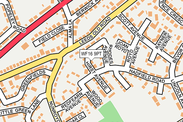 WF16 9PT map - OS OpenMap – Local (Ordnance Survey)