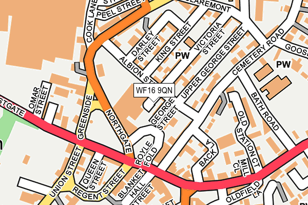 WF16 9QN map - OS OpenMap – Local (Ordnance Survey)