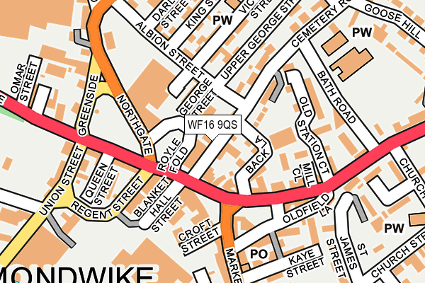 WF16 9QS map - OS OpenMap – Local (Ordnance Survey)