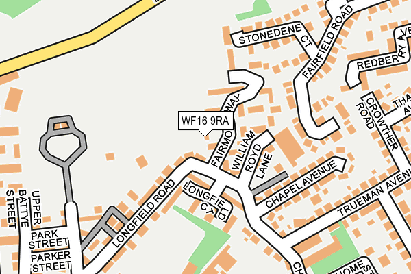 WF16 9RA map - OS OpenMap – Local (Ordnance Survey)
