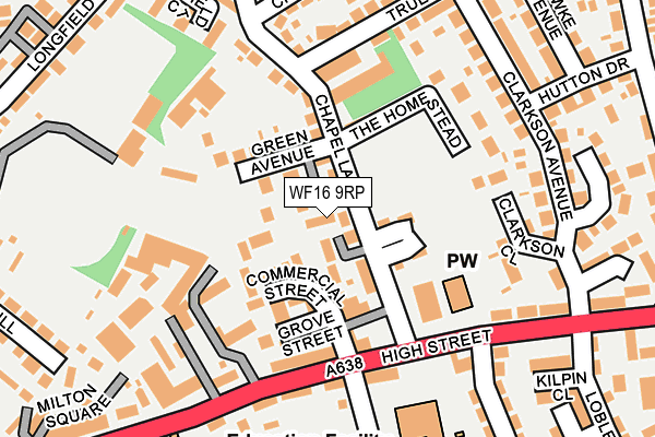 WF16 9RP map - OS OpenMap – Local (Ordnance Survey)