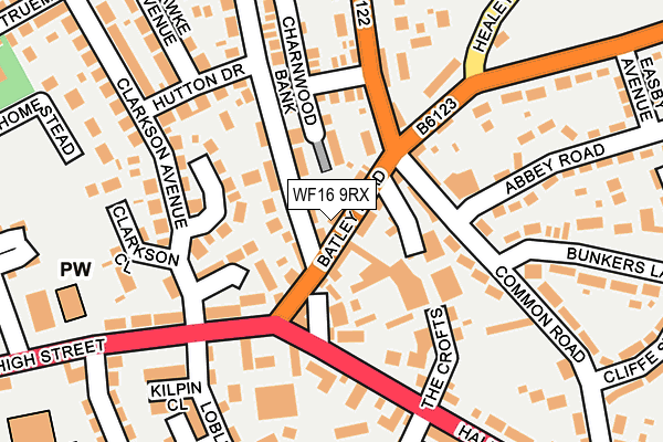 WF16 9RX map - OS OpenMap – Local (Ordnance Survey)