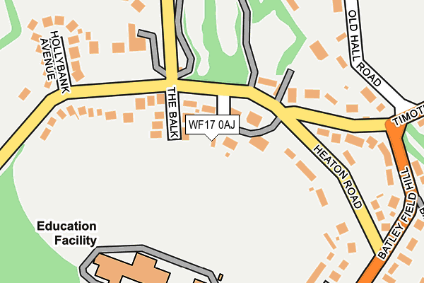 WF17 0AJ map - OS OpenMap – Local (Ordnance Survey)