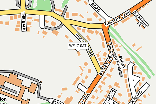 WF17 0AT map - OS OpenMap – Local (Ordnance Survey)