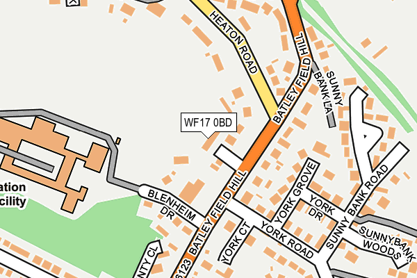WF17 0BD map - OS OpenMap – Local (Ordnance Survey)