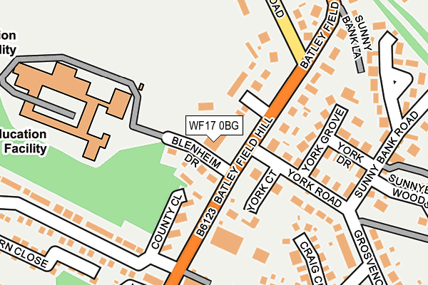 WF17 0BG map - OS OpenMap – Local (Ordnance Survey)