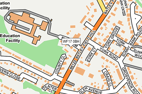 WF17 0BH map - OS OpenMap – Local (Ordnance Survey)