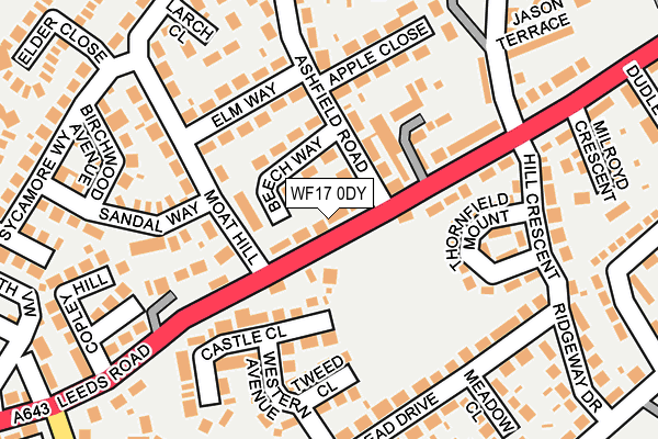 WF17 0DY map - OS OpenMap – Local (Ordnance Survey)