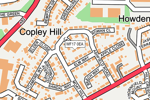 WF17 0EA map - OS OpenMap – Local (Ordnance Survey)
