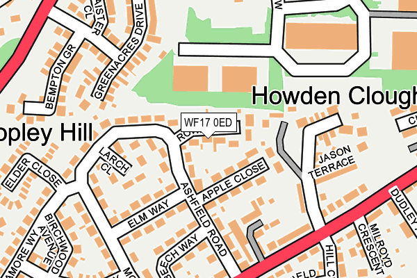 WF17 0ED map - OS OpenMap – Local (Ordnance Survey)