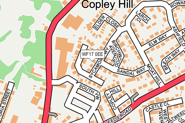 WF17 0EE map - OS OpenMap – Local (Ordnance Survey)