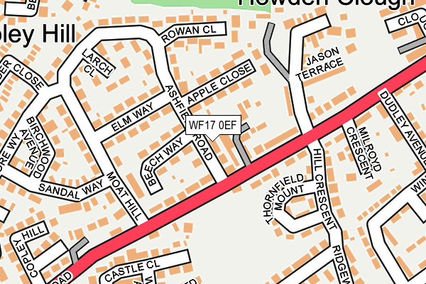 WF17 0EF map - OS OpenMap – Local (Ordnance Survey)