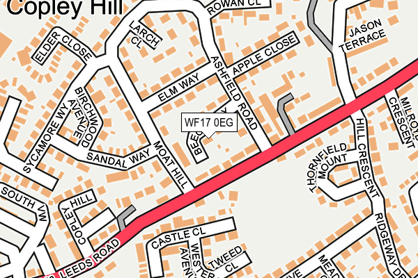 WF17 0EG map - OS OpenMap – Local (Ordnance Survey)