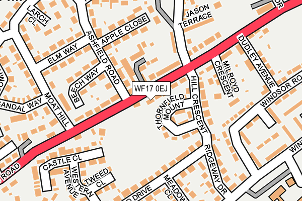 WF17 0EJ map - OS OpenMap – Local (Ordnance Survey)