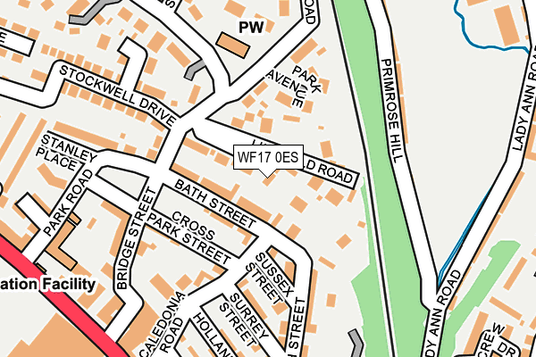 WF17 0ES map - OS OpenMap – Local (Ordnance Survey)