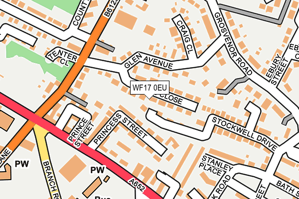 WF17 0EU map - OS OpenMap – Local (Ordnance Survey)