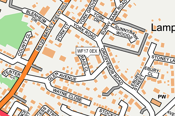 WF17 0EX map - OS OpenMap – Local (Ordnance Survey)