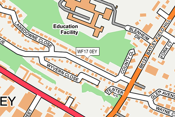 WF17 0EY map - OS OpenMap – Local (Ordnance Survey)