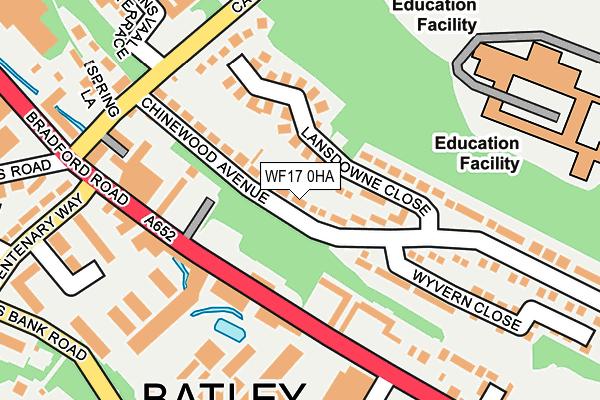 WF17 0HA map - OS OpenMap – Local (Ordnance Survey)