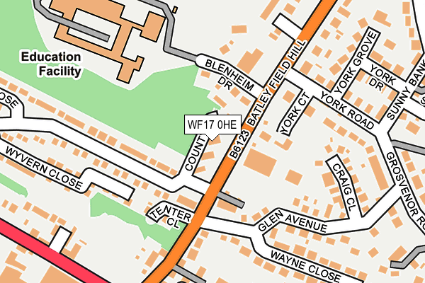 WF17 0HE map - OS OpenMap – Local (Ordnance Survey)