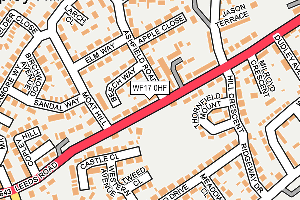 WF17 0HF map - OS OpenMap – Local (Ordnance Survey)