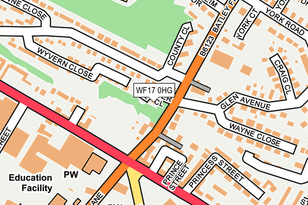 WF17 0HG map - OS OpenMap – Local (Ordnance Survey)