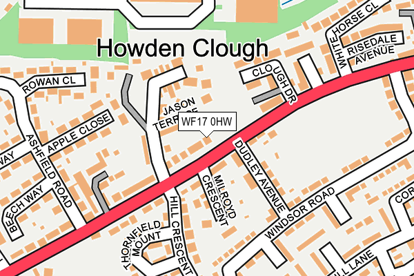 WF17 0HW map - OS OpenMap – Local (Ordnance Survey)