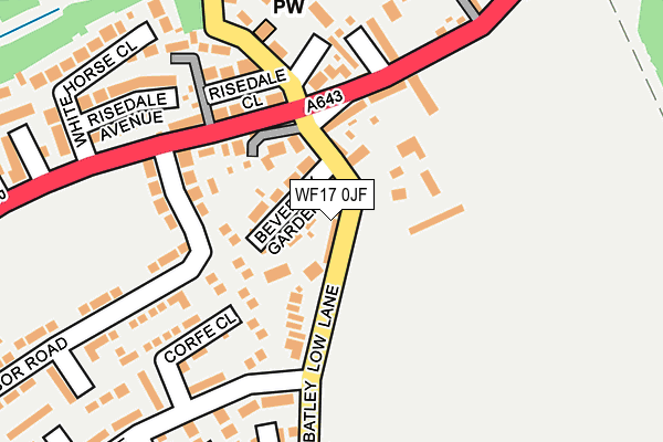 WF17 0JF map - OS OpenMap – Local (Ordnance Survey)