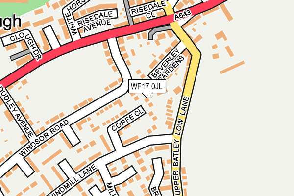 WF17 0JL map - OS OpenMap – Local (Ordnance Survey)