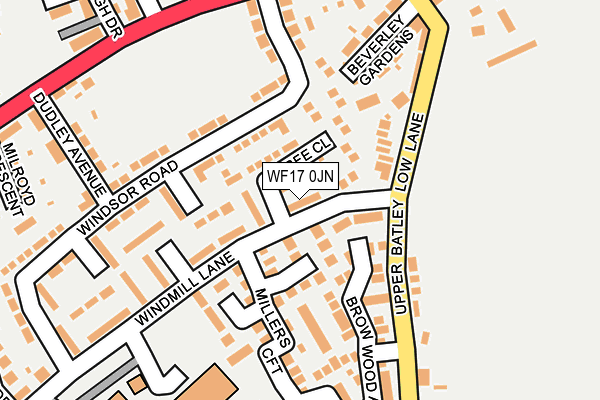WF17 0JN map - OS OpenMap – Local (Ordnance Survey)