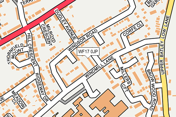 WF17 0JP map - OS OpenMap – Local (Ordnance Survey)