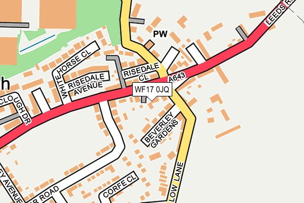 WF17 0JQ map - OS OpenMap – Local (Ordnance Survey)