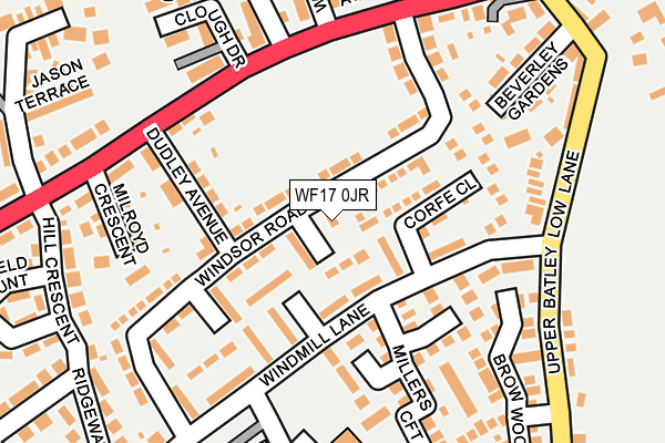 WF17 0JR map - OS OpenMap – Local (Ordnance Survey)