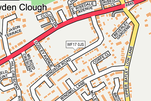 WF17 0JS map - OS OpenMap – Local (Ordnance Survey)