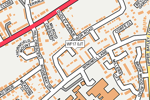 WF17 0JT map - OS OpenMap – Local (Ordnance Survey)