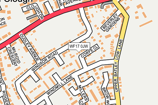WF17 0JW map - OS OpenMap – Local (Ordnance Survey)