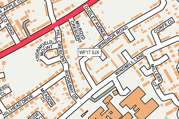WF17 0JX map - OS OpenMap – Local (Ordnance Survey)