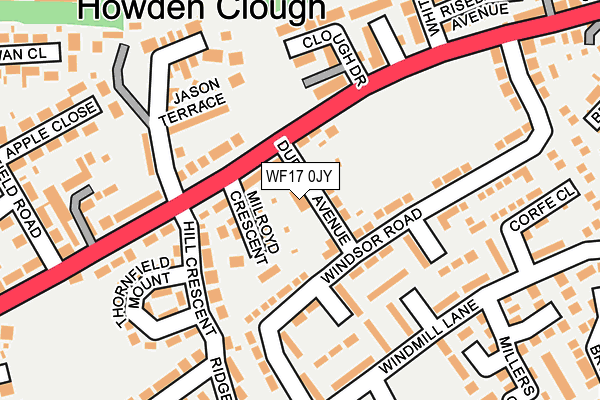 WF17 0JY map - OS OpenMap – Local (Ordnance Survey)