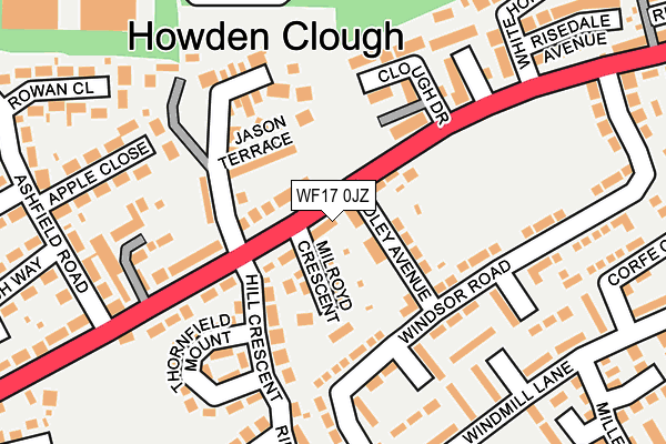 WF17 0JZ map - OS OpenMap – Local (Ordnance Survey)