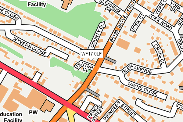 WF17 0LF map - OS OpenMap – Local (Ordnance Survey)